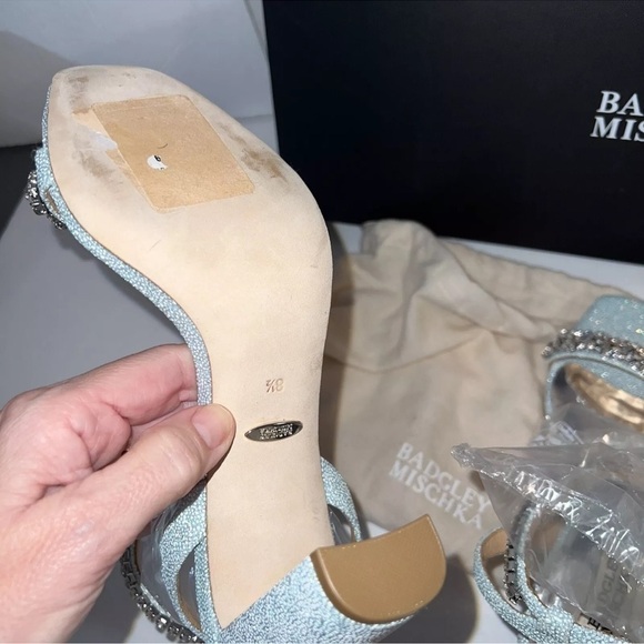 NWB Badgley Mischka Tasmine Tall Evening Sandals Baby Blue Jeweled Toe 8.5 - Picture 8 of 10